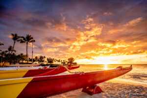 Canoes At Sunset by CJ Kale