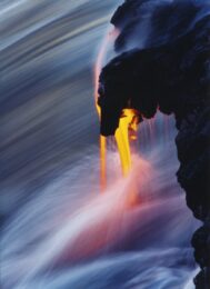 Lava Flowing into Pacific Ocean Kilauea Volcano Hawaii